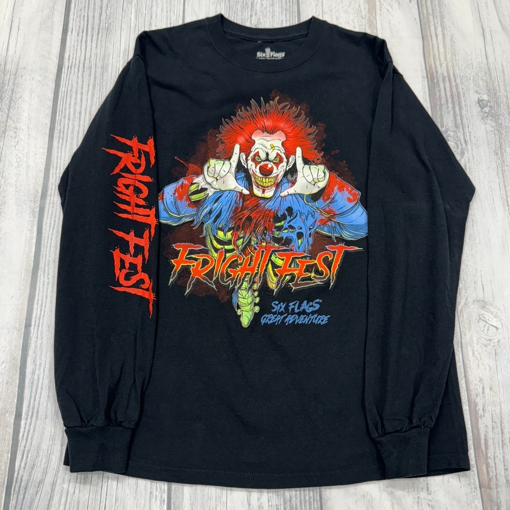 Six Flags Great Adventure Fright Fest‎ T Shirt Womens Medium M Clown Halloween